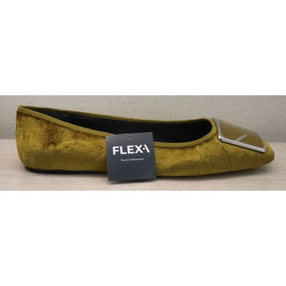 Sarto Sz 11M Chartreuse Green Fabric Flexa Amaya 3 Square Toe Ballet Flats - Picture 8 of 14